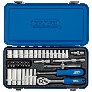 Metric Socket Set in Metal Case, 1/4&rdquo; Sq. Dr. (45 Piece)