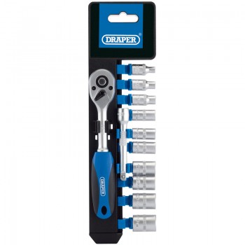Metric Socket and Ratchet Set, 1/4&rdquo; Sq. Dr. (12 Piece)