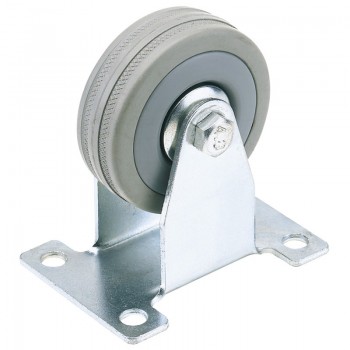 Fixed Plate Fixing Rubber Castor, 50mm Diameter, S.W.L. 50kg
