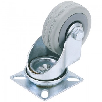 Swivel Plate Fixing Rubber Castor, 100mm Diameter, S.W.L. 80kg