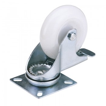 Swivel Plate Fixing Nylon Wheel with Brake, 75mm Diameter, S.W.L. 70kg Swivel Plate Fixing Nylon Wheel with Brake, 75mm Diameter, S.W.L. 70kg