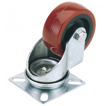 Swivel Plate Fixing Polyurethane Wheel, 100mm Diameter, S.W.L. 125kg