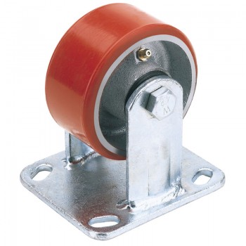 Fixed Plate Fixing Heavy Duty Polyurethane Wheel, 100mm Diameter, S.W.L. 250kg