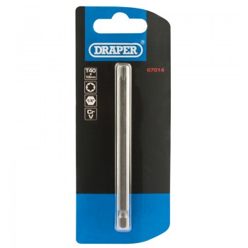 Draper TX-STAR® Insert Bit, 1/4&rdquo; Hex, 100mm Long, T40 (Pack of 1)
