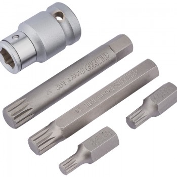 Spline Bit Set, 1/2&rdquo; Sq. Dr. (5 Piece)